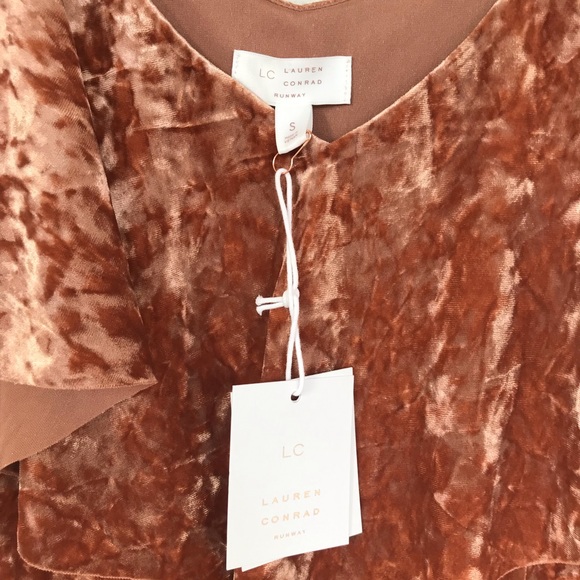 LC Lauren Conrad Runway Peach Crushed Velvet Dress - Picture 4 of 7